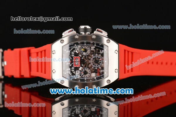 Richard Mille Felipe Massa Flyback Chrono Swiss Valjoux 7750 Automatic Steel Case with Skeleton Dial and Red Rubber Bracelet - Click Image to Close